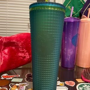 blue/green starbucks tumbler